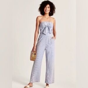 Abercrombie & Fitch Blue and White Striped Jumpsuit